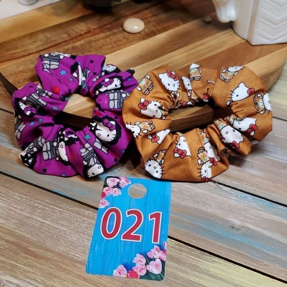 #21 Hello Kitty Rock Star & Gingerbread Hello Kitty Hair Scrunchies Adult - Picture 1 of 3